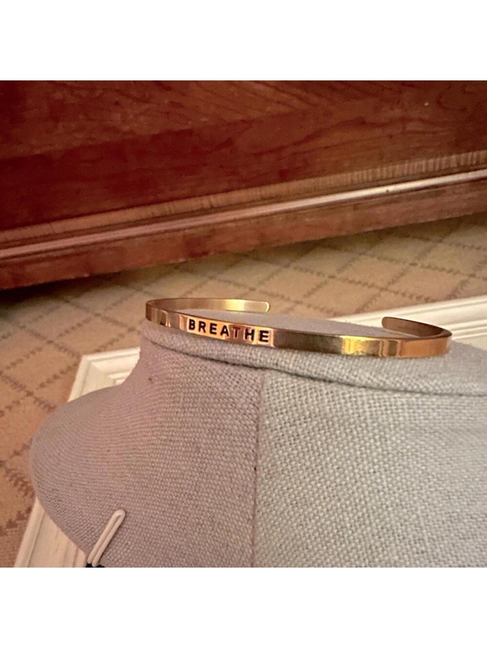 Mantraband Gold skinny cuff bracelet Breathe NWOT